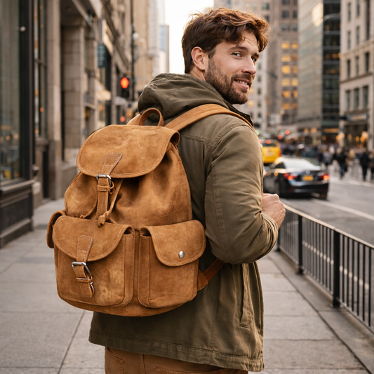 Mochila Vintage Unissexo em Couro